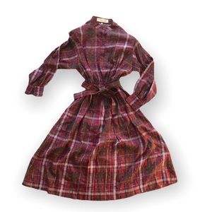 Vintage Christian Aujard silk plaid long sleeve dress